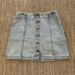 Denim Exposed Front Button Mini Skirt Size Small